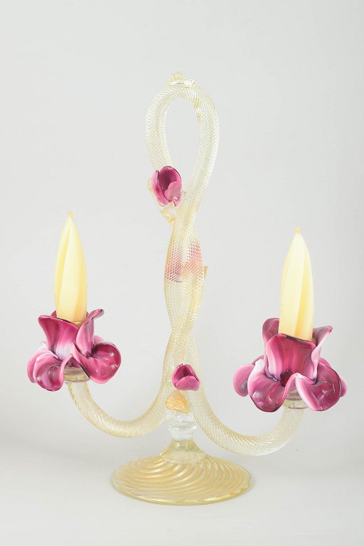 Murano
Large two-light art glass candlestick, 1960s.