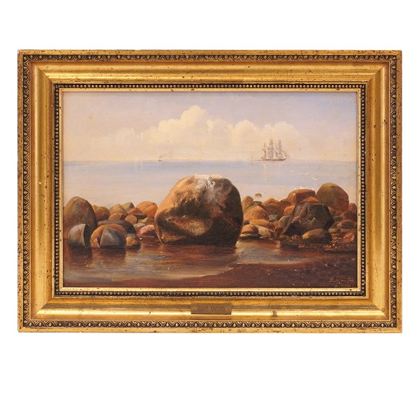 Vilhelm Groth, 1842-99, oil on canvas. Seascape, Skagen, Denmark. Signed and dated Skagen 1883. Visible size: 22x32cm. With frame: 31x41cm