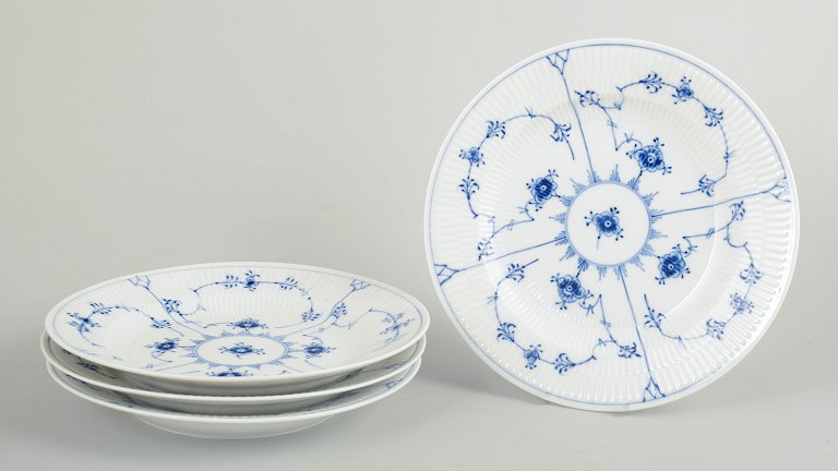 Royal Copenhagen Blue Fluted Plain, set of four dinner plates.