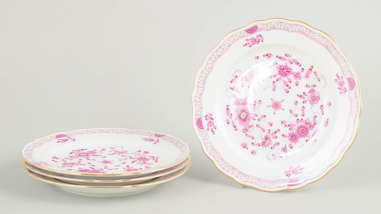 Meissen, "Pink Indian flower" sæt på fire frokosttallerkener.