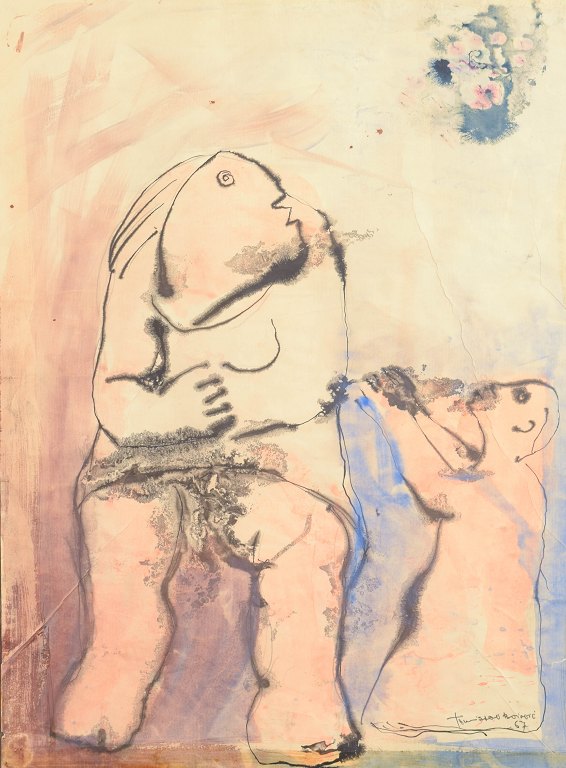 Tomislav Božović, watercolour, listed Serbian painter.