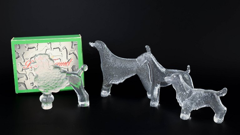 Bertil Vallien for Kosta Boda, sæt af fire hundefigurer “Kennel”.