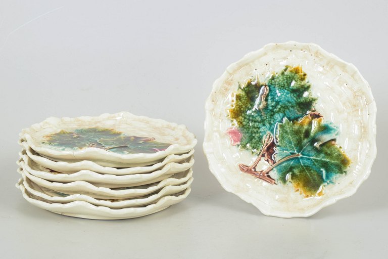 Gustavsberg majolika sæt af syv tallerkener.