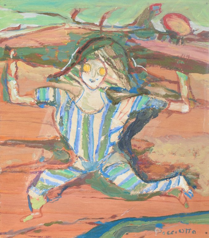 Simone Picciotto, mixed media på plade,  italiensk kunstner.