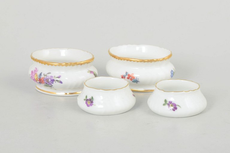 Royal Copenhagen Saxon flower, set of four salt jars.
