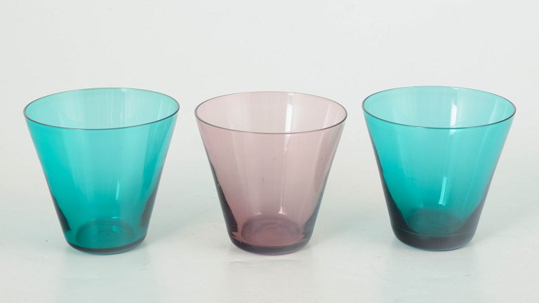 Kaj Franck, "Kimara" model 2744, Nuutajärvi Notsjö, sæt af tre små glas.