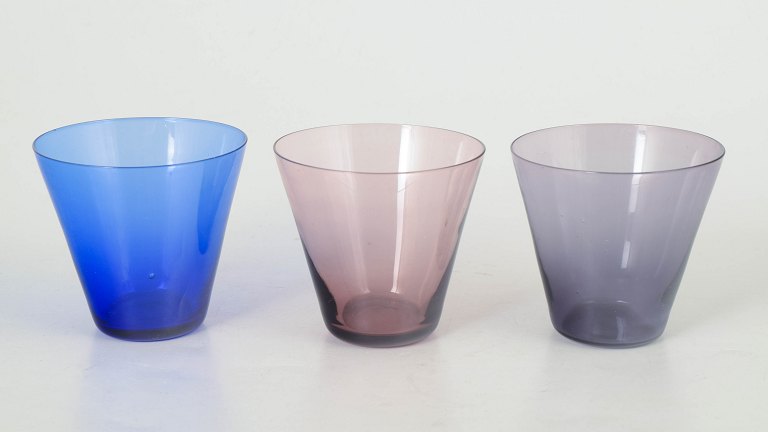 Kaj Franck, "Kimara" model 2744, Nuutajärvi Notsjö, sæt af tre små glas.