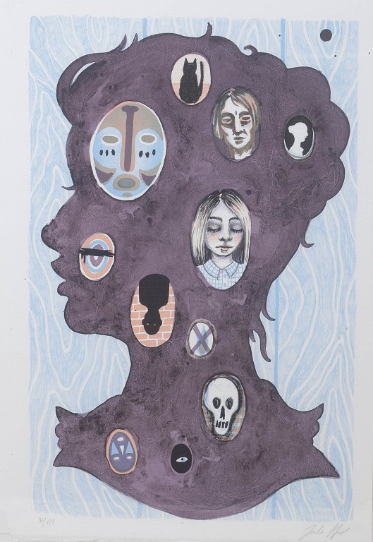 Julie Nord, farvelitografi, dansk billedkunstner.