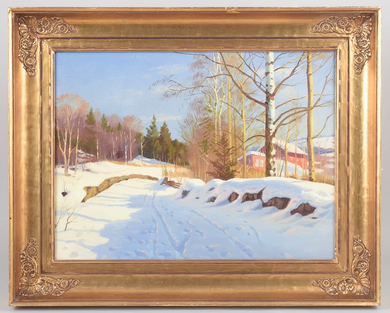 Dansk landskabsmaleri, olie på lærred.