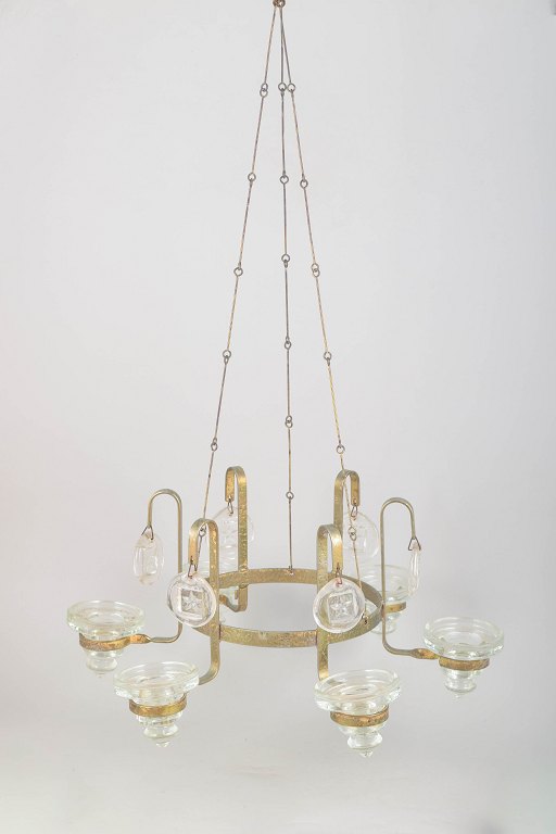 Erik Höglund for Kosta boda, chandelier for six candles.