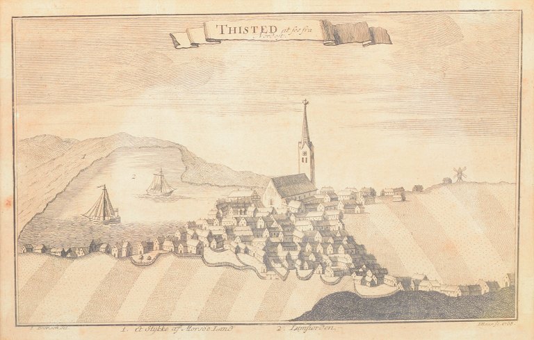 Thisted, kobberstik på papir, Brorson, 1768.