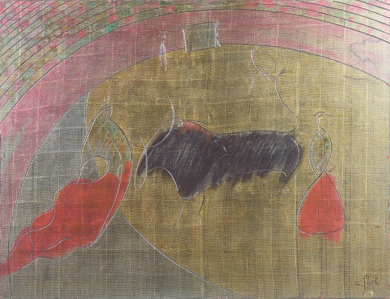 Alfonso Font, “Estampa de toros”, mixed media, listet spansk kunstner.