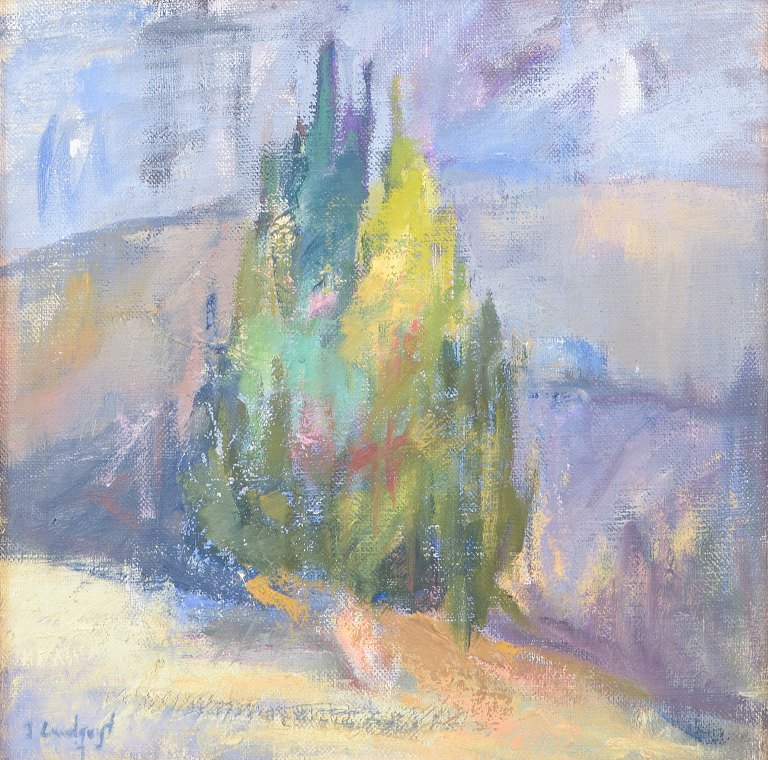 Ingrid Lundqvist, oliemaleri på lærred, svensk kunstner.