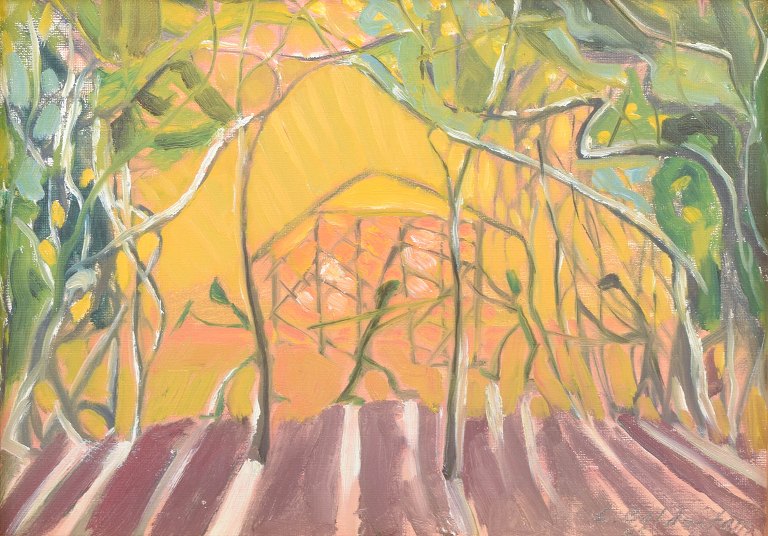 Carl Baldestam, olie på lærred, listet svensk kunstner, 1965.