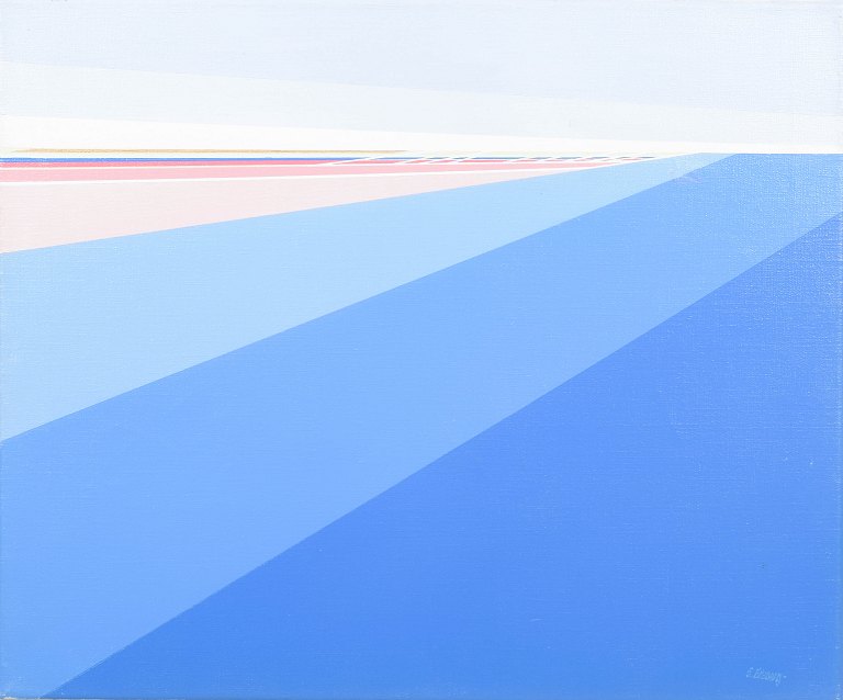Soren Edsberg, abstract composition, oil on canvas, listed Danish artist.
