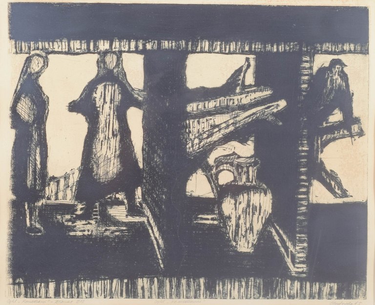 Halina Chrostowska, etching, listed Polish printmaker.