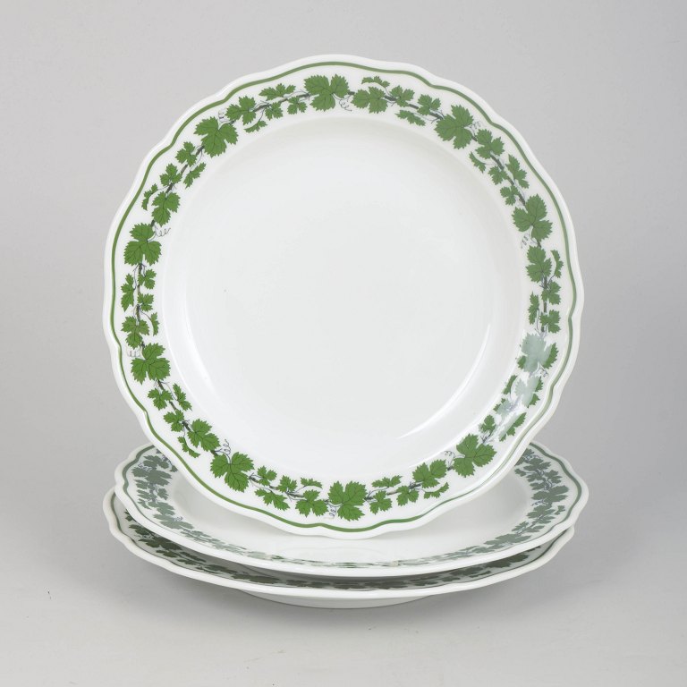 Meissen Vinløvsmønster, sæt med tre frokosttallerkener.