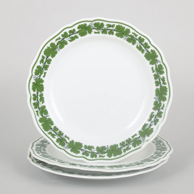 Meissen Vinløvsmønster, sæt med tre frokosttallerkener.