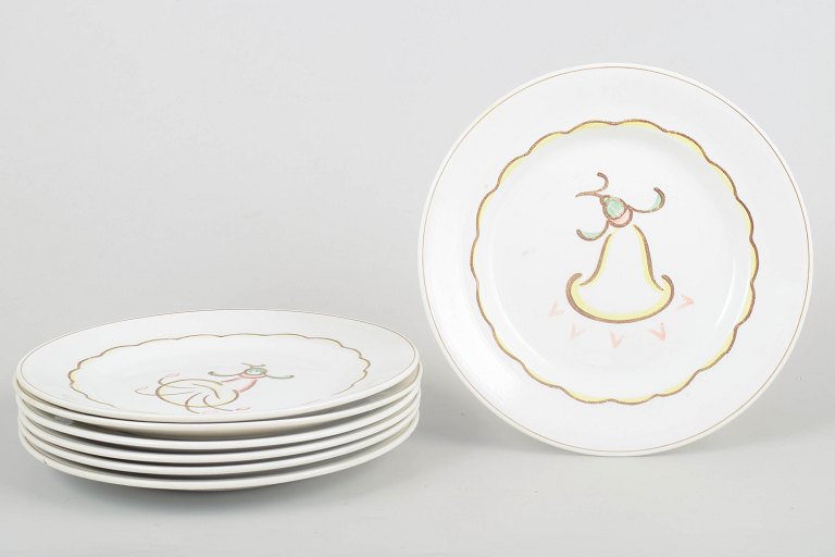Wilhelm Kåge for Gustavsberg, Prior sæt med syv frokosttallerkener.