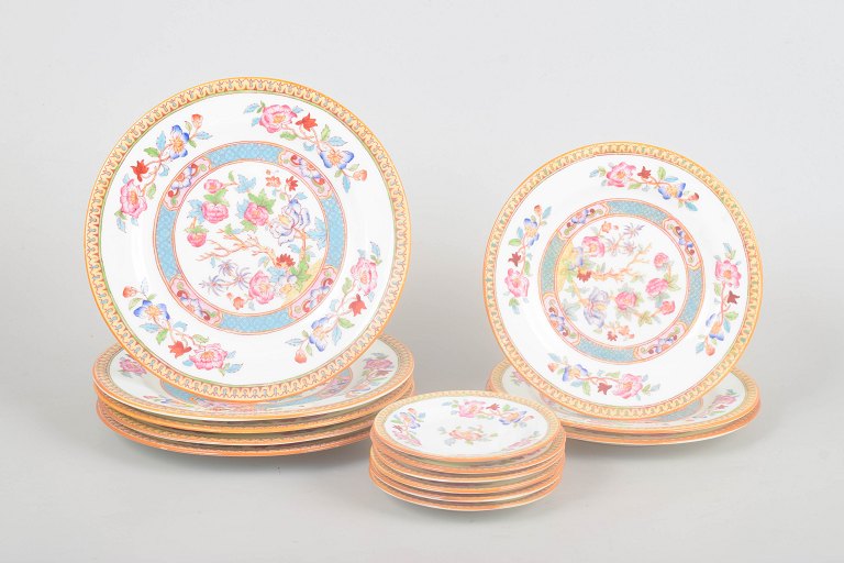 Cauldon China "Indian tree", sæt med fjorten porcelænstallerkener.