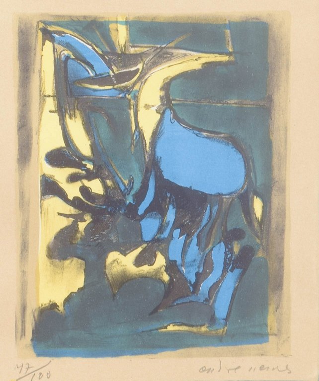 Endre Nemes, farvelitografi, listet svensk billedkunstner.
