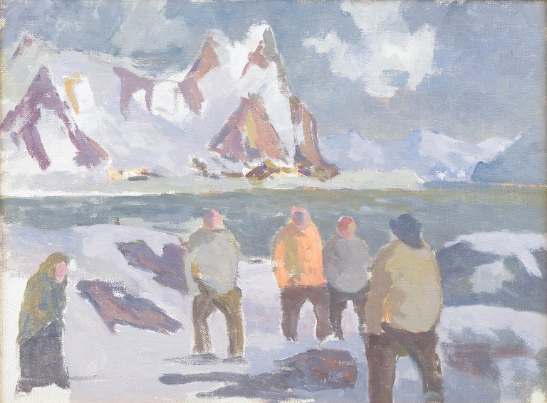 Halfdan Hauge, “Nordkap”, olie på lærred, listet norsk maler.